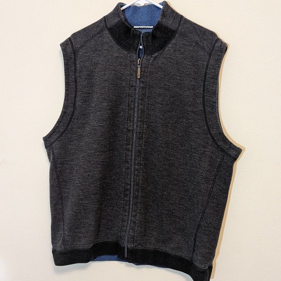 Tommy Bahama Other - Tommy Bahama Sweater Mens 2XL, XXL Gray Cotton Tencel Vest Full Zip Preppy Adult